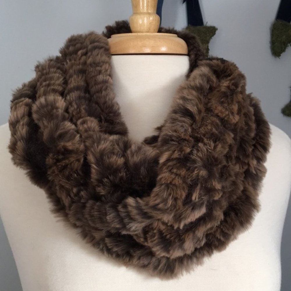 Genuine Fur Knit Infinity Scarf